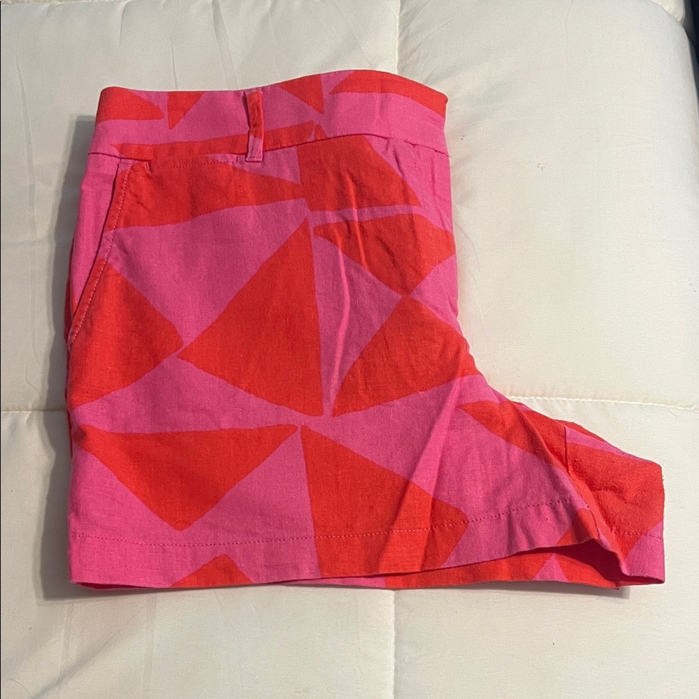 LOFT Pink and Red Geometric Shorts